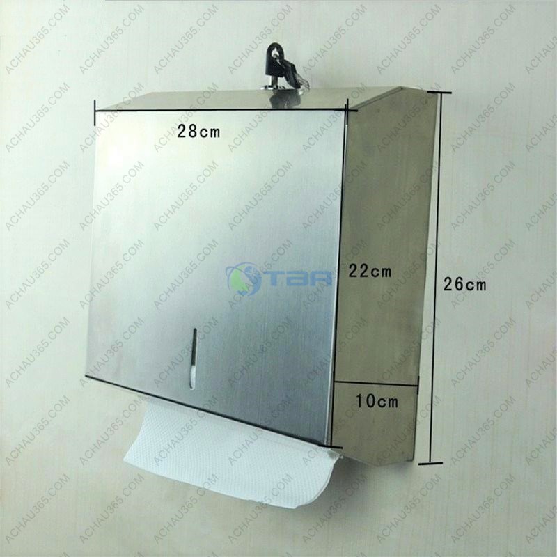 Hộp đựng khăn giấy lau tay tường inox vuông khổ lớn