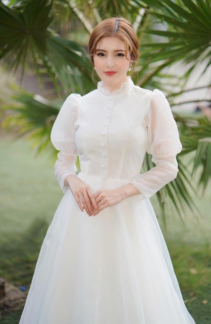 ĐẦM MAXI XOÈ TAY DÀI PHỒNG KẾT NÚT BỌC SIÊU XINH -MS44Y- SIZE M/L ĐẾN 57kg | BigBuy360 - bigbuy360.vn