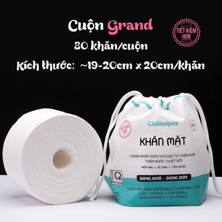 Khăn mặt khô Chillwipes cuộn 80 tờ dùng 1 lần lau khô, lau ướt - Giấy lau mặt dùng một lần