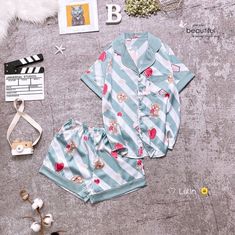 🍒Mẫu Mới Nhất 🍒Đồ Bộ Mặc Nhà Pijama Lụa Latin Cao Cấp Dễ Thương Sang Sịn Mịn