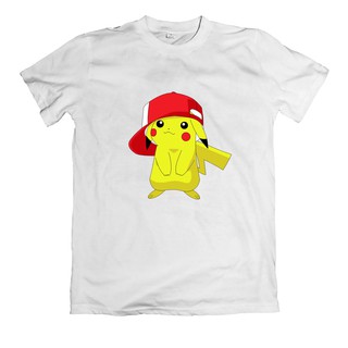 Áo thun in hình pikachu đội nón dễ thương