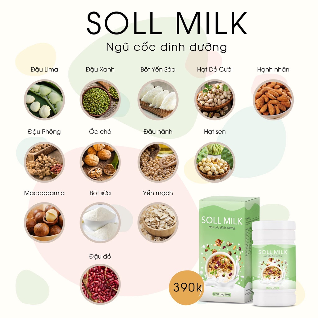 Sữa hạt ngũ cốc Sollmilk từ 14 loại hạt cho bầu và sau sinh lợi sữa cho bé bú, THƠM NGON KO NGÁN [Hàng chính hãng]