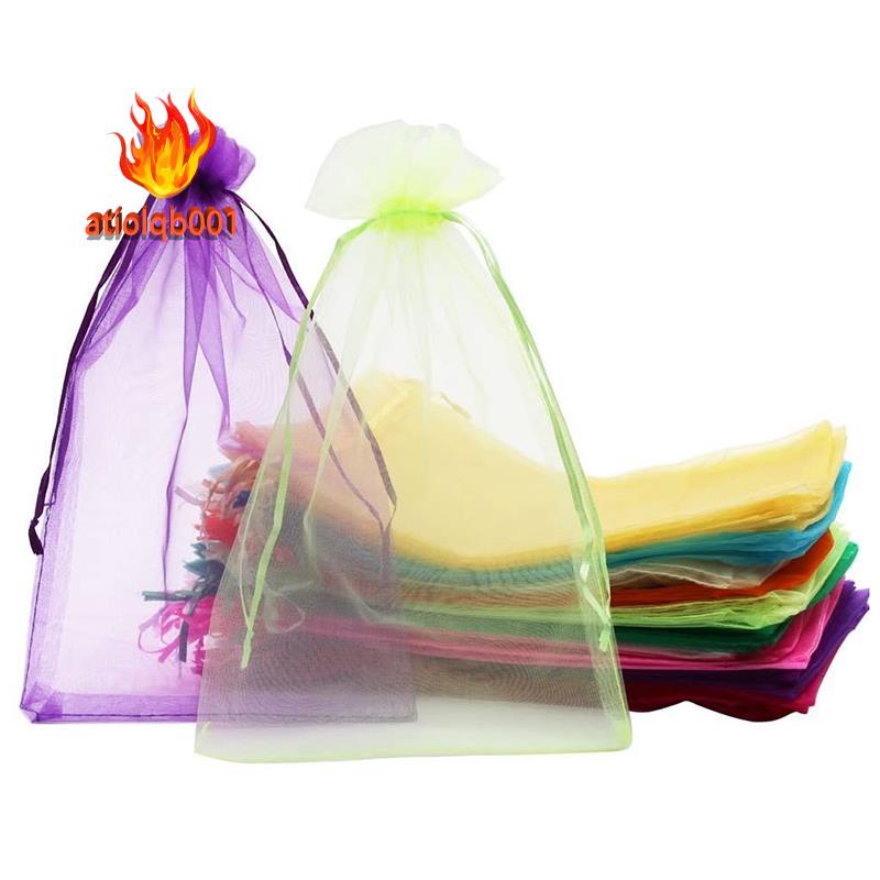 Set 100 Túi Lưới Dây Rút 20x30cm Đựng Quà Tặng / Trang Sức 10 Màu