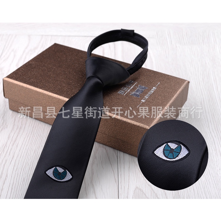 Cà vạt Nam bản nhỏ 5cm thắt sẵn có hình thêu thời trang cao cấp, cravat phong cách Hàn Quốc, Cavat dự tiệc CV-5006