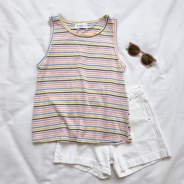 [Misa_House] Áo sát nách kẻ chất cotton giấy