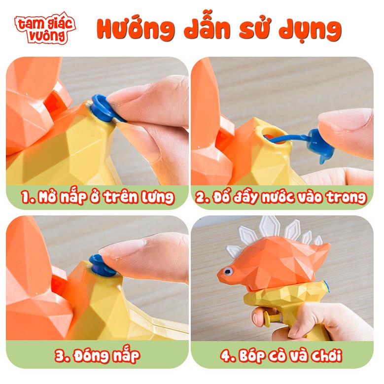 Súng Bắn Nước Đồ Chơi Cho Bé Hình Khủng Long Dễ Thương Súng Phun Nước Cho Trẻ Nhiều Màu Sắc