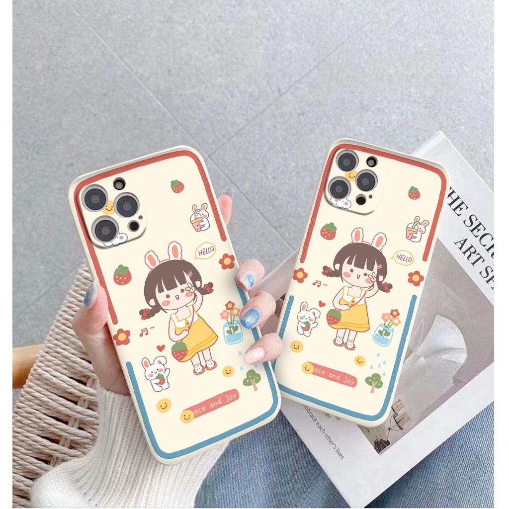 Ốp iphone vuông cạnh ốp lưng iphone BÉ GÁI TAI THỎ 6/6splus/7plus/8/8plus/xr/xs/12/13/pro/max/plus/promax tr1025