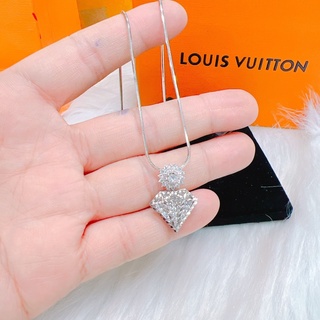 Dây chuyền mì mặt hình kim cương mạ bạch kim