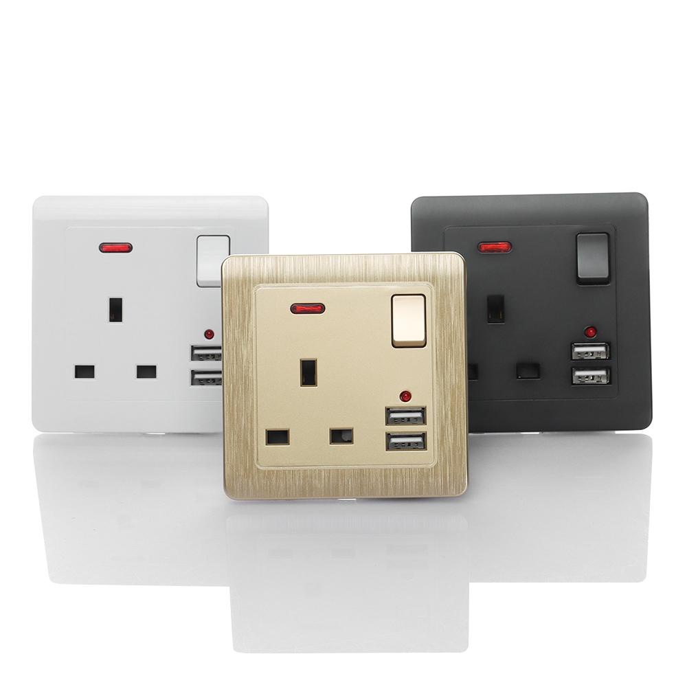 Ổ Cắm Điện USB Tiêu Chuẩn UK Có Đèn LED Hiển Thị 1 Mới