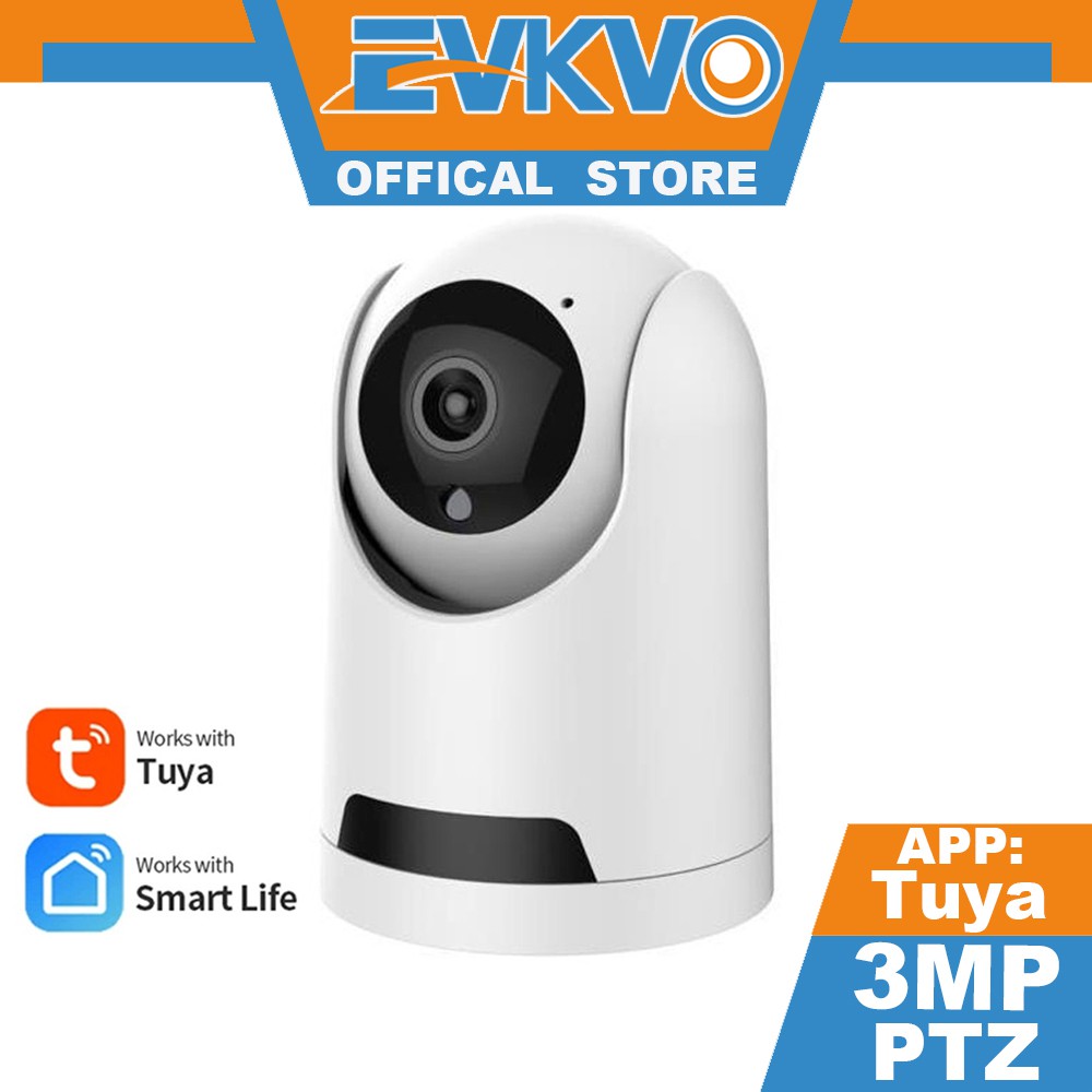 EVKVO - Theo dõi tự động -Tuya Smart Life APP FHD 3MP WIFI Camera quan sát Rotate Wireless PTZ IP Camera CCTV Mini WIFI Camera Home Security Camera Surveillance Camera Two-Way Audio Baby Monitor PTZ Camera IP CCTV