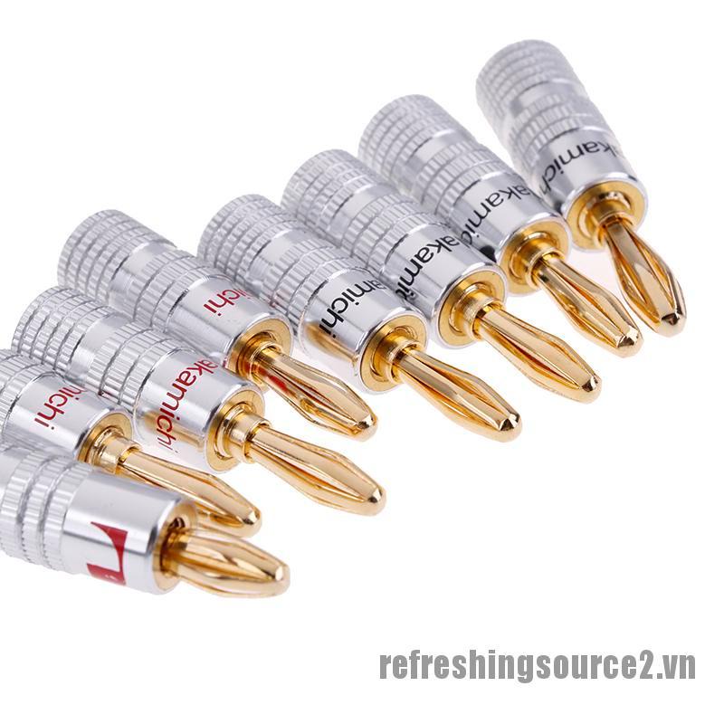 [REF2] 4pcs 2pairs 24K Gold Plated Speaker banana plug Audio Jack connector