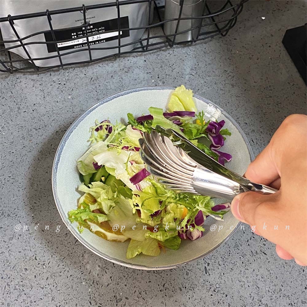 Kẹp Gắp Thức Ăn Bằng Thép Không Gỉ Hình Vỏ Sò Tiện Dụng