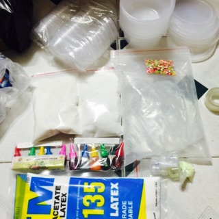 Combo 200k keo sữa hũ nail trái cây màu thực phẩm hồ lít borax tuyết siêu mịn bột dạ quang
