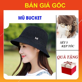 Mũ Bucket Nữ Hàn Quốc Cute [COMBO TẶNG KÈM ] Sét 5 Kẹp Tóc Kim Loại Vàng GIÁ SỈ, Mũ Cói Thời Trang Đẹp Đi Biển Cành Rộng