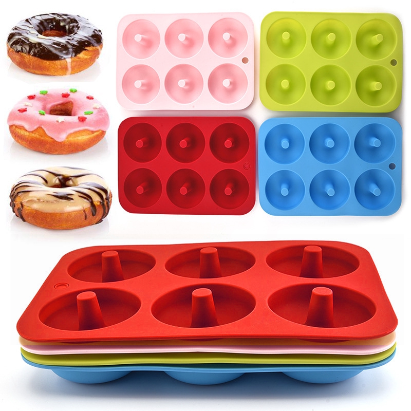Anaeat Silicone Donut Chảo Chống Dính Khuôn Tròn Silicone Donut Khuôn Nướng Bánh Thạch Fondant Bagel