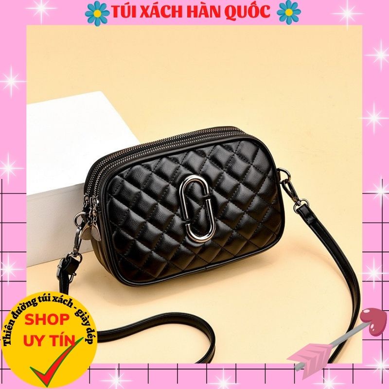 Túi Xách Nữ Da Mềm 3 Ngăn Đeo Chéo Đeo Vai Trần Trám Khóa Tròn Hottrend Thời Thượng HQ 223