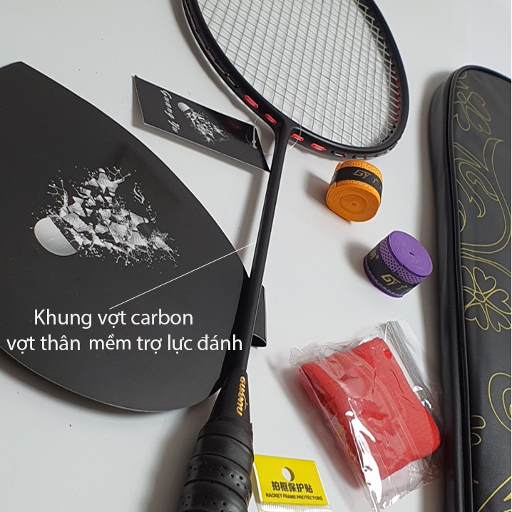 Vợt cầu lông tấn công Guangyu 4U Super đầy đủ carbon thứ cấp tăng cường lực 32 pound full phụ kiện và hộp đựng -V03