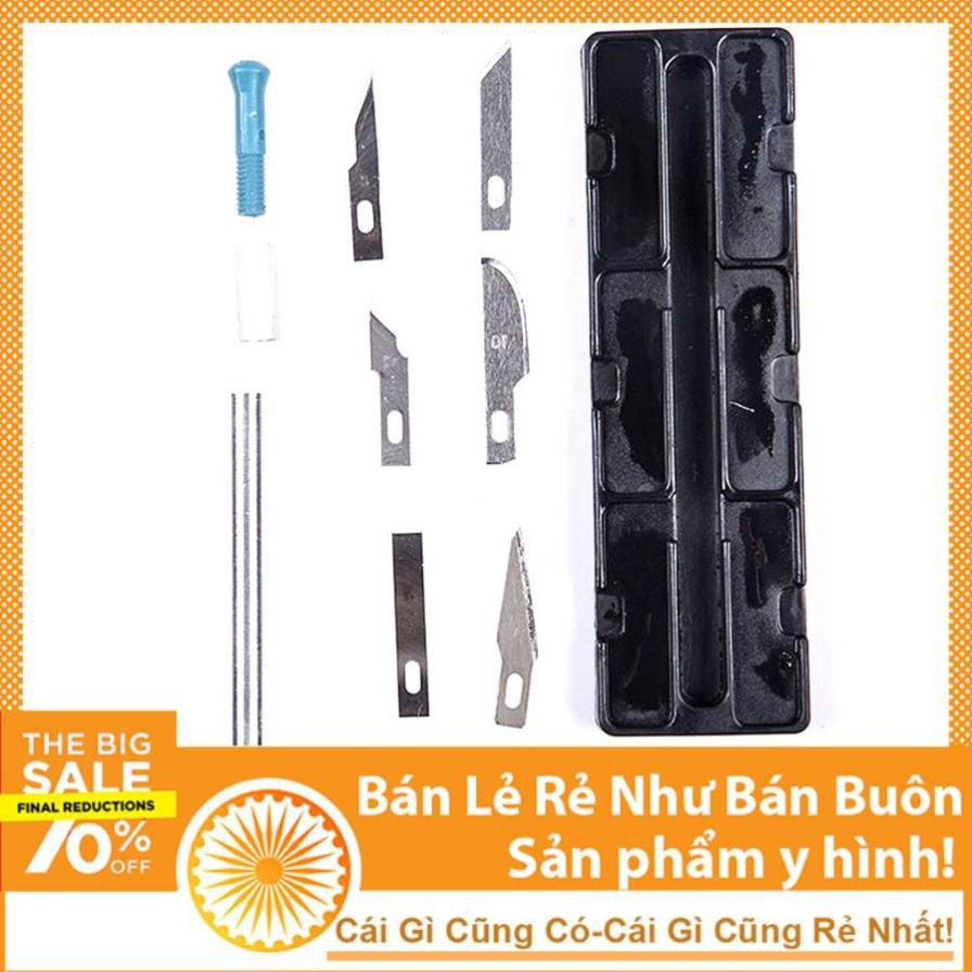 Dao Khắc Trổ Cán Bạc Kèm 6 Lưỡi Khắc Trổ Đa Năng