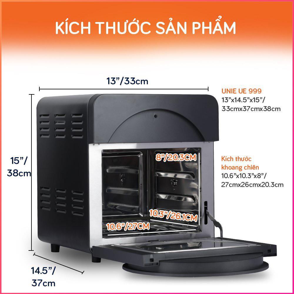 Nồi chiên không dầu Unie 999, bếp chiên không dầu 15L, nồi chiên gà nguyên con có trục xoay, chính hãng Unie, kèm Quà
