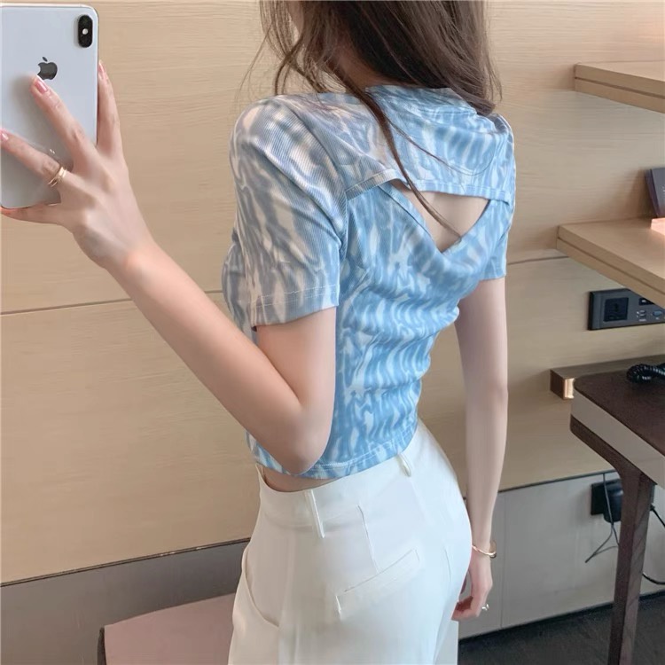 💓💓Áo Croptop Tay Ngắn Nhuộm Màu Phong Cách Hàn Quốc Cho Nữ