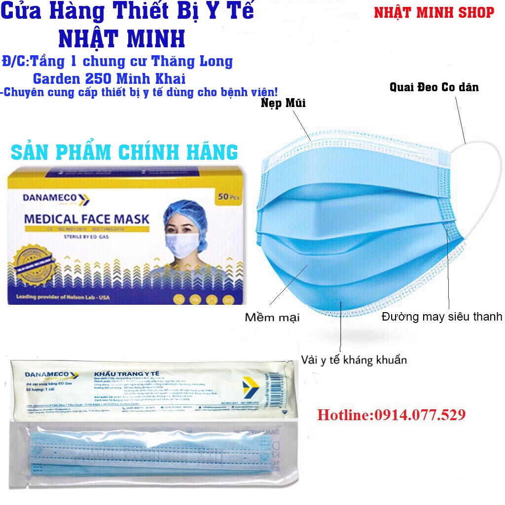 Khẩu trang y tế TIỆT TRÙNG Danameco 1 cái/gói-50 cái/ hộp 5.0