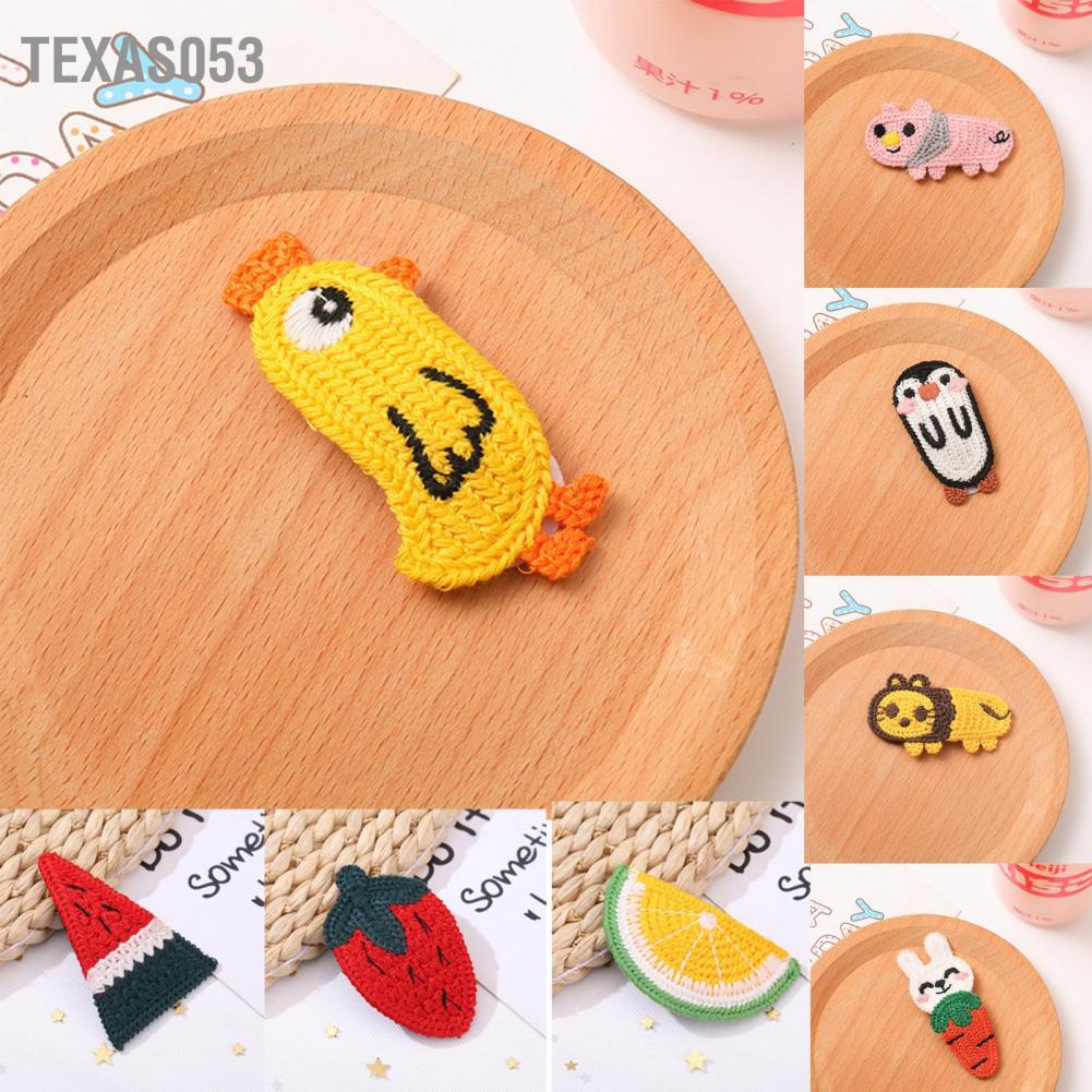 Texas053 Knitting Hair Clip Cute Barrette Anti Drop Portable Bright Color for Christmas New Year Gifts
