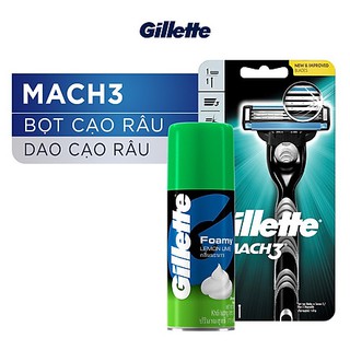 Dao cạo râu Gillette Mach 3 Lưỡi Cạo Cao Cấp( Tặng Kèm chai Bọt cạo râu 175g)