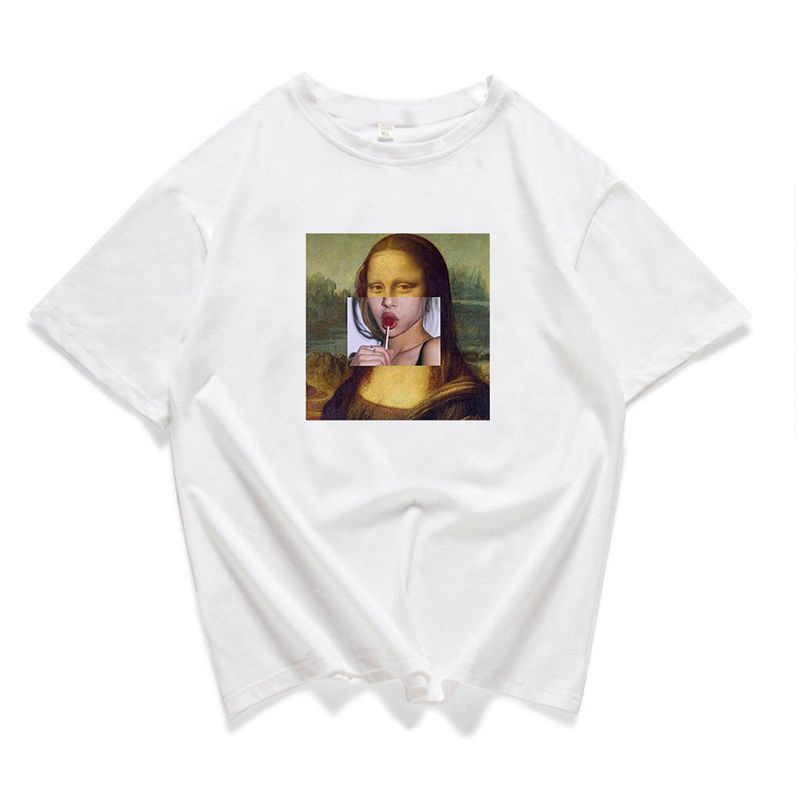 Xiangbao Áo Thun Tay Ngắn In Hình Tranh Vẽ Nổi Tiếng Vui Nhộn Mùa Hè Cho Nữ