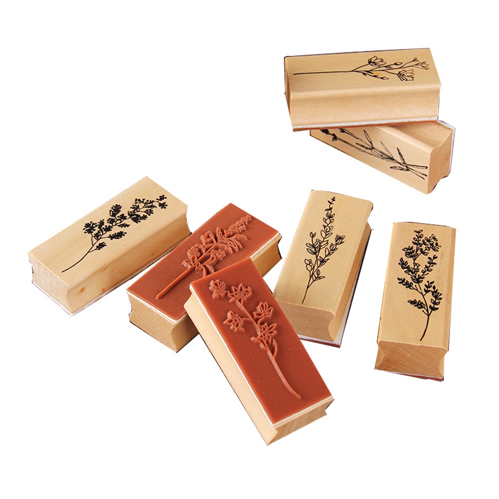 Con dấu gỗ khắc hình lá cây thích hợp trang trí đồ thủ công