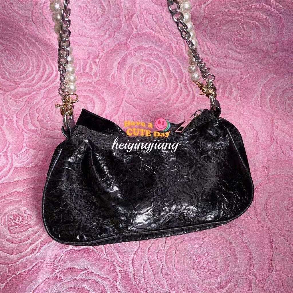 y2k Women's Fashion Black Cherry Blossom Printed Bow Handbags 2021