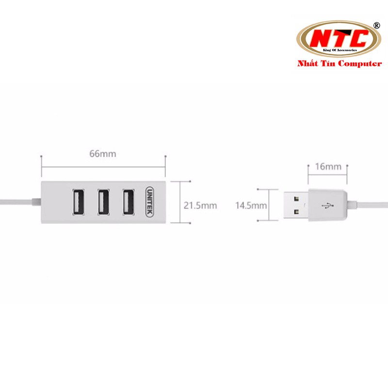 Bộ HUB chia cổng USB 2.0 Unitek Y-2146 từ 1 ra 4 cổng USB - siêu gọn (Trắng)