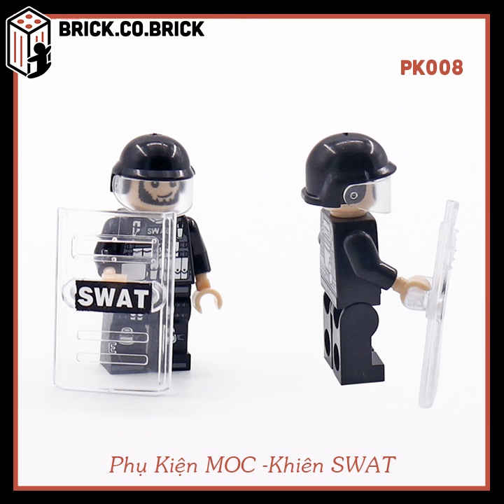 Phụ kiện MOC Army Khiên SWAT trắng Đồ chơi lắp ráp Mô hình sáng tạo trang trí quân đội PK008