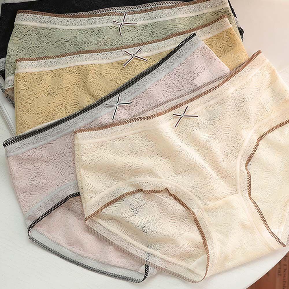 Quần Lót Cotton Phối Ren Lưới Thoáng Khí Ngọt Ngào Quyến Rũ Cho Nữ