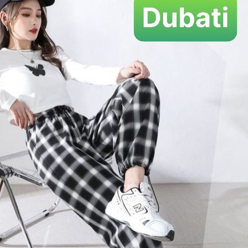 QUẦN JOGGERS NAM NỮ THỂ THAO HỌA TIẾT CARO MỚI RÚT DÂY CHẤT VẢI THOÁNG MÁT - DUBATI FASHION