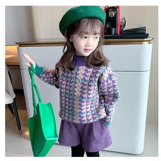 Áo len kẻ tím QC cho Bé gái
