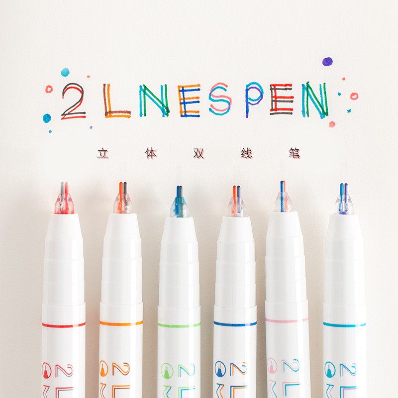 S45 BÚT HAI NGÒI LÔNG KIM - 2 LINES PEN ĐỦ MÀU