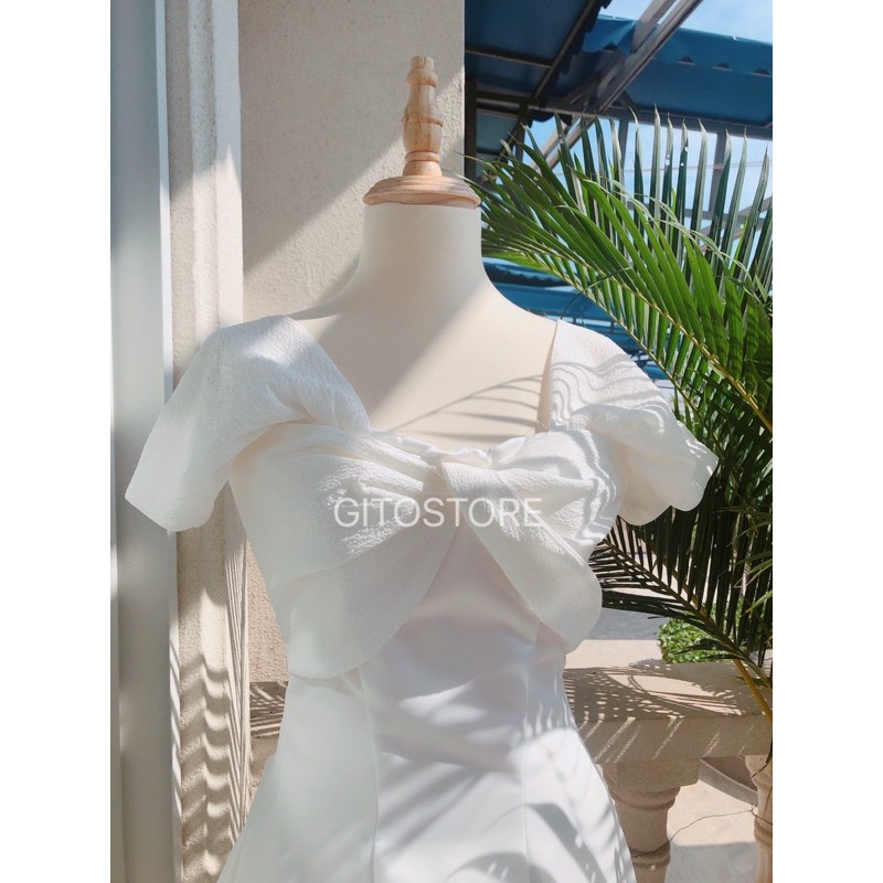 ĐẦM ĐI TIỆC TRỄ VAI XOẮN - DÁNG XÒE MIDI - GD054 | BigBuy360 - bigbuy360.vn