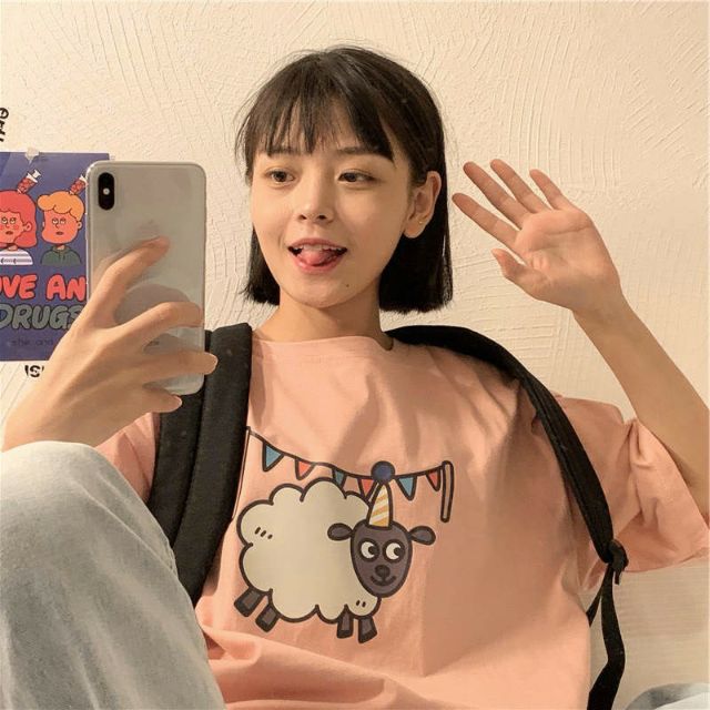 Áo thun tay lỡ Unisex cừu