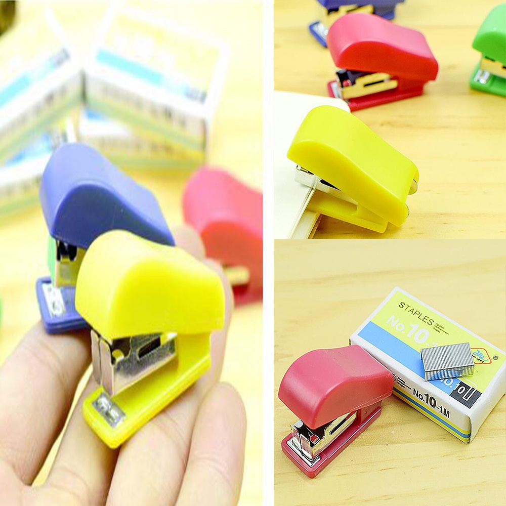 Kẹp bấm giấy mini bằng nhựa màu trơn dễ thương
