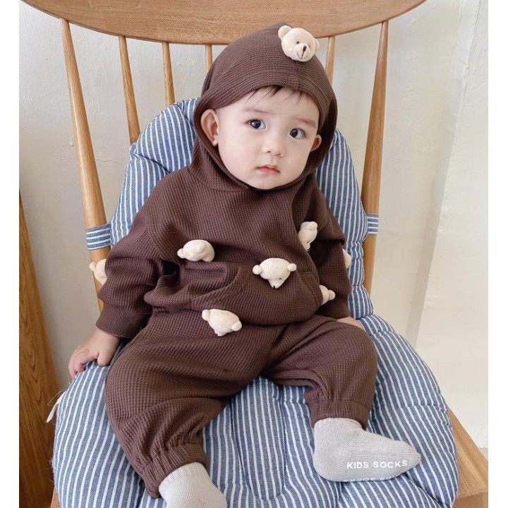 Bộ nỉ len gấu siêu yêu cho bé trai 2021
