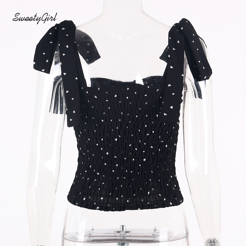 Áo nữ buộc dây họa tiết chấm bi dễ thương