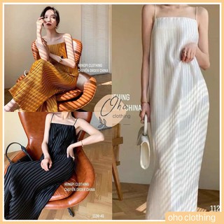 Đầm Maxi Đi Biển 2 Dây Xếp Li Cao Cấp, Sang Chảnh 3 Màu - V14 - Có Ảnh Thật - Oho Clothing