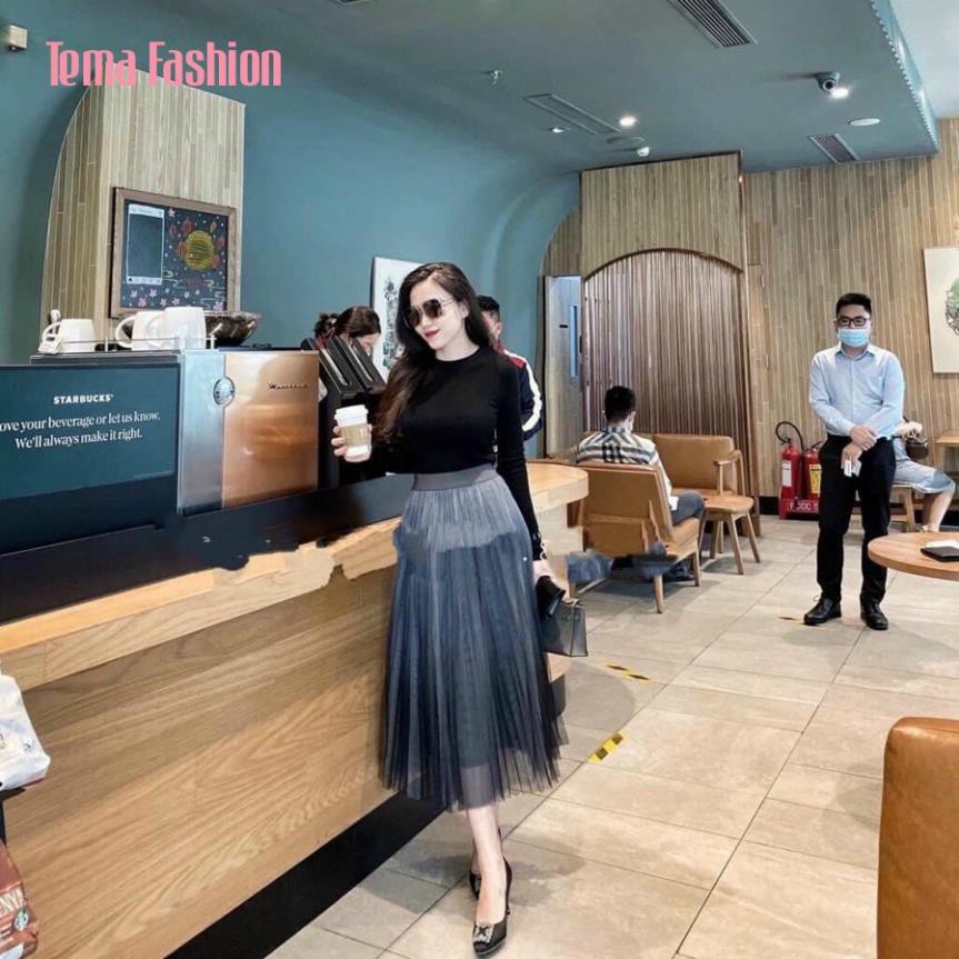Chân váy xếp ly dáng dài nữ TEMA - Chân đầm lưới loang hai lớp siêu xinh | BigBuy360 - bigbuy360.vn