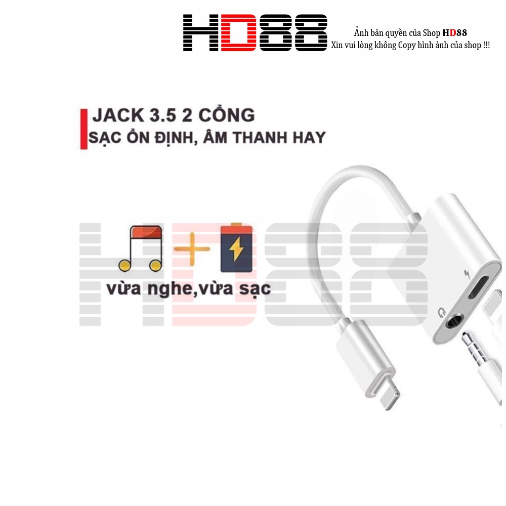 Jack chia cổng sạc sang giắc 3.5 mm + cổng sạc ,kết nối bluetooth,CÓ MIC-A10
