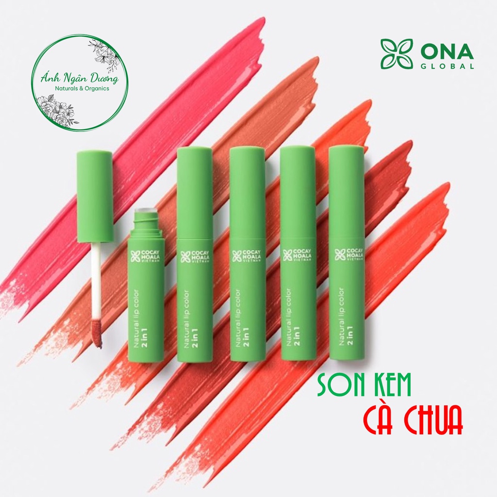 Son kem lì hữu cơ cà chua Cocayhoala - Mềm mịn lâu trôi, Bền màu cả ngày thỏi 2.5g