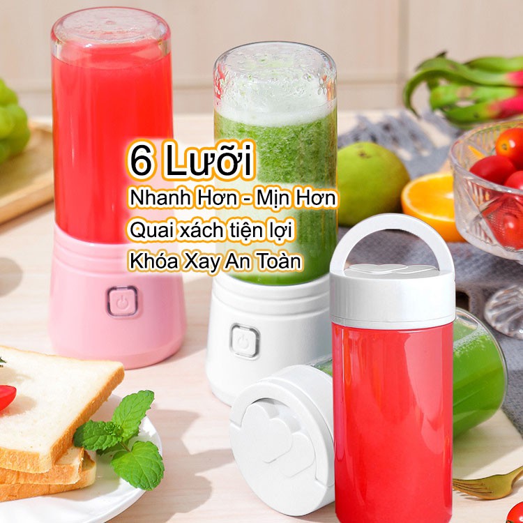 Máy Xay Sinh Tố Cầm Tay Mini 6 Lưỡi Juice Cup - Máy Xay Sinh Tố Mini Bảo Hành 12 Tháng