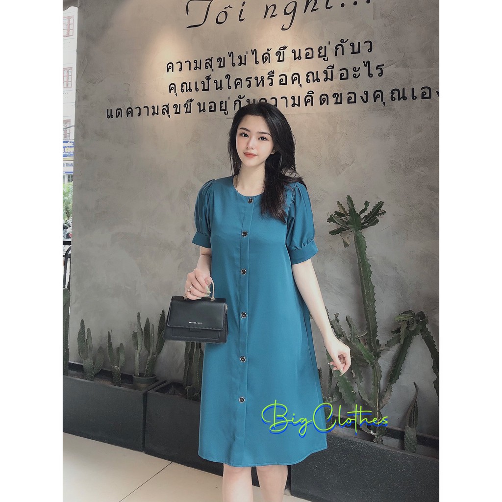 Váy đầm bigsize BigClothes chất lụa xanh công sở BC019 | BigBuy360 - bigbuy360.vn