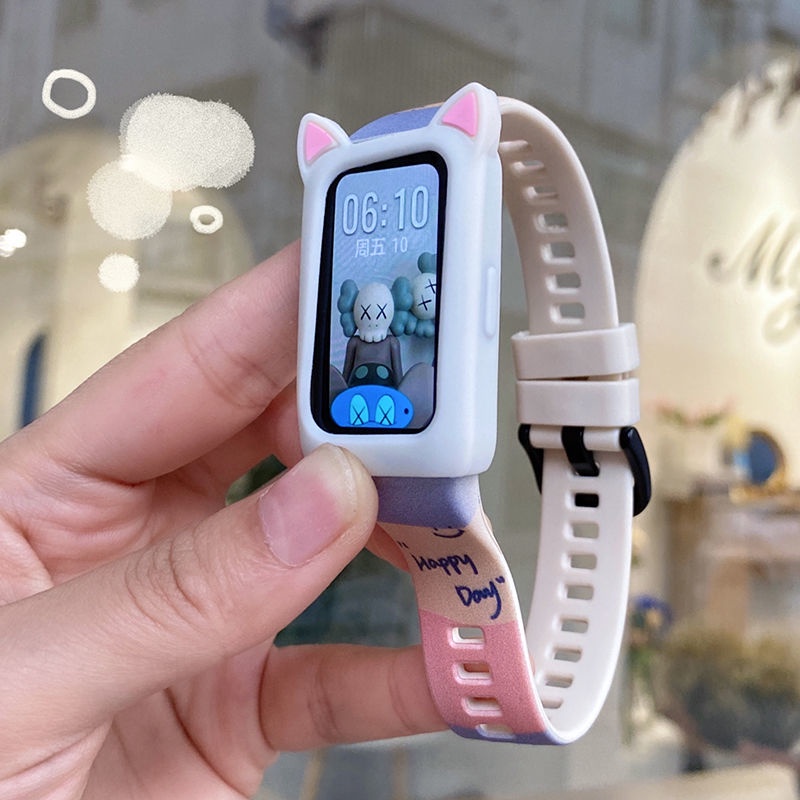 Dây Đeo Thay Thế Bằng silicone Màu Cầu Vồng Đơn Giản Cho Huawei Band 7 / 6 Honor Band 6