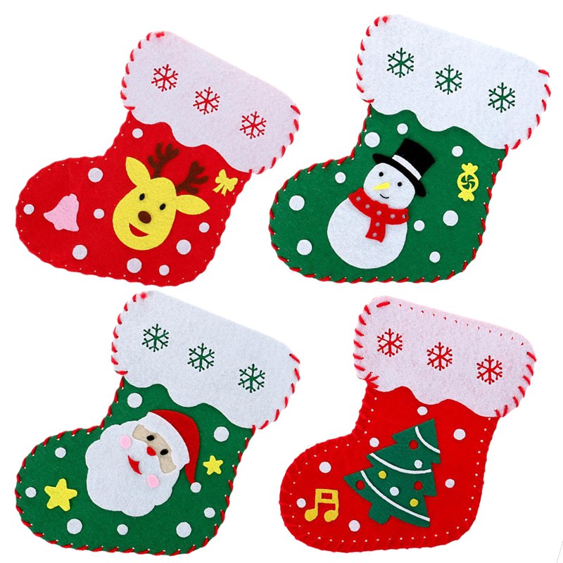 Túi Handmade Vải Nỉ Hình Chiếc Vớ Đựng Quà Noel Đáng Yêu Cho Các Bé