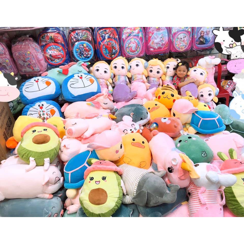 Gấu bông có mền , gấu mền 3 in 1 đủ hình tiên cá , pikachu, thỏ, heo unicorn....